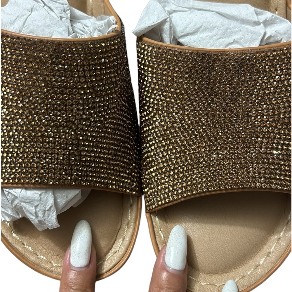 Atalina Rhinestone Champagne Color Platform Sandals, Size 6 - Picture 9 of 9